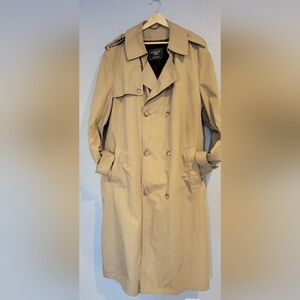 VINTAGE 500 MEN'S TRENCH COAT SIZE 44 L KHAKI COLOR ZIP OUT LINING